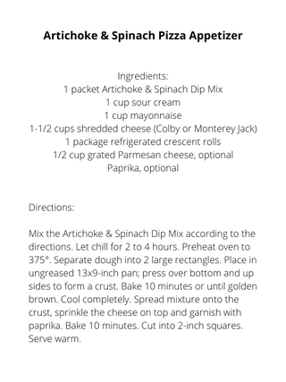 Artichoke & Spinach Dip Mix